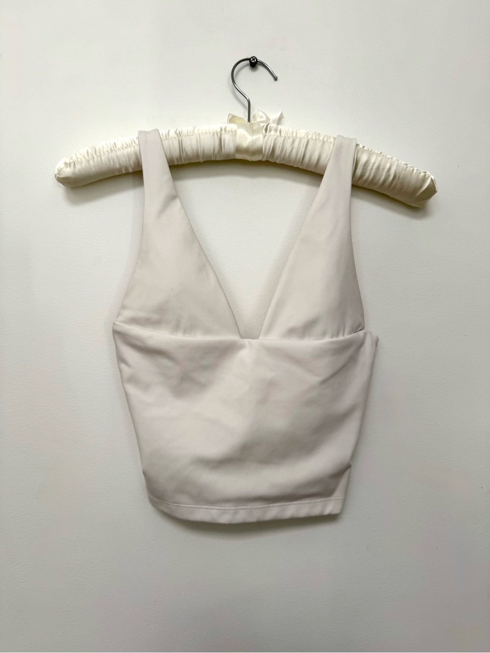 Plunging V-Neck White Sports Crop Top